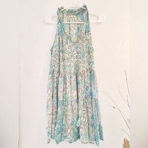 Paani // Tiered Mini Dress with Tassels in Turquoise